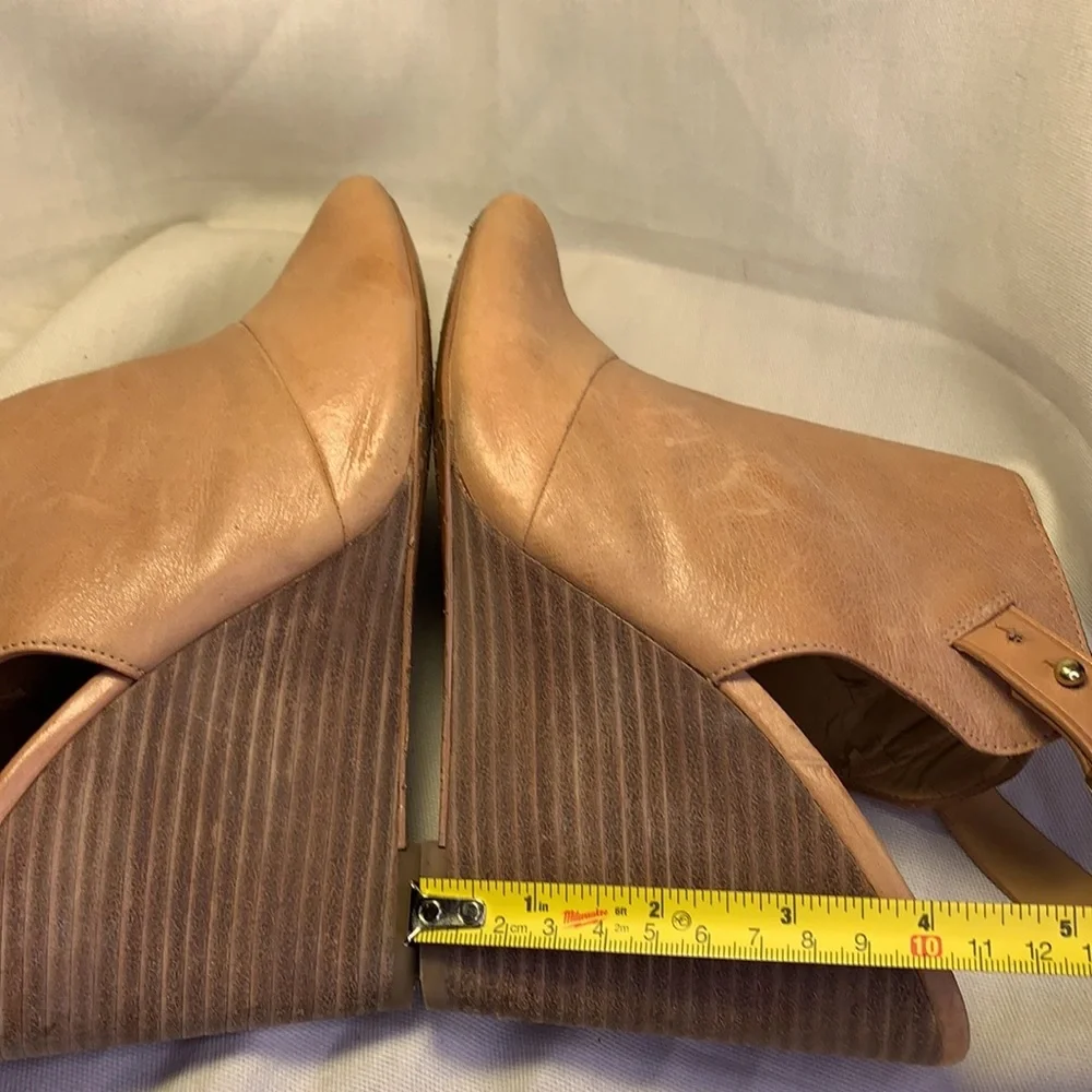 Coach peep toe leather wedge slingback shoes